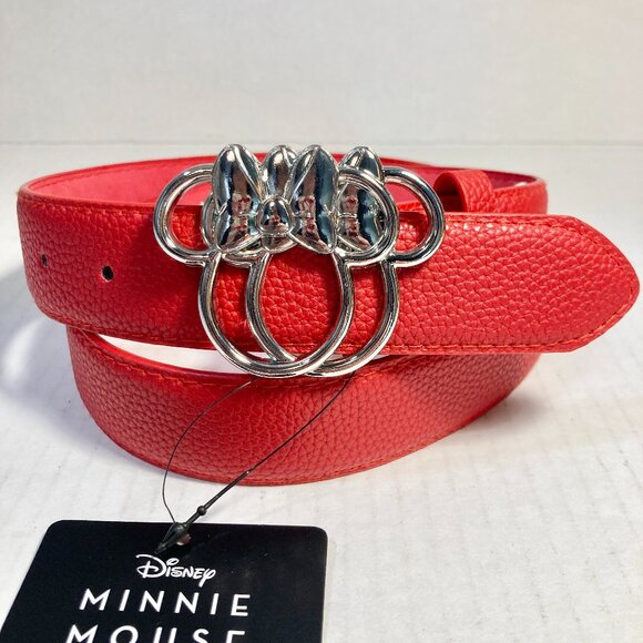 Disney Minnie Mouse Vegan Faux Leather Red Belt Womens Size Medium 30-36" - Picture 2 of 14